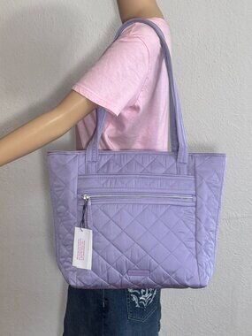 Vera Bradley Small Vera Tote in Performance Twill Lavender Sky NWT